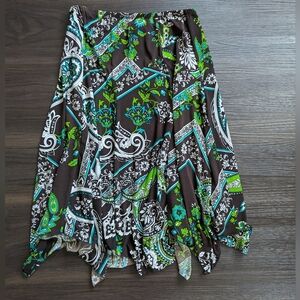 Y2K Maggie Sweet Paisley Fairy Handkerchief Hem Skirt Medium Made in USA